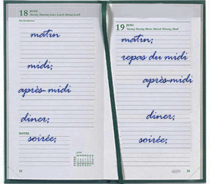 Agenda  remplir par tes soins